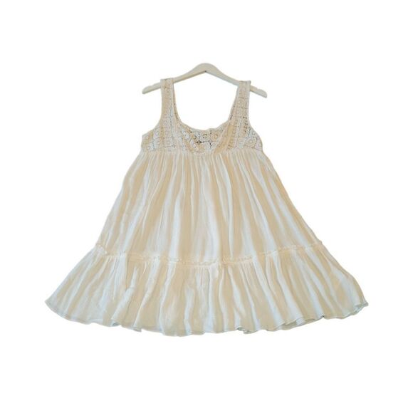 URBAN OUTFITTERS OUT FROM UNDER Thalia Tiered Slip Dress Ivory Cream S - Picture 6 of 13